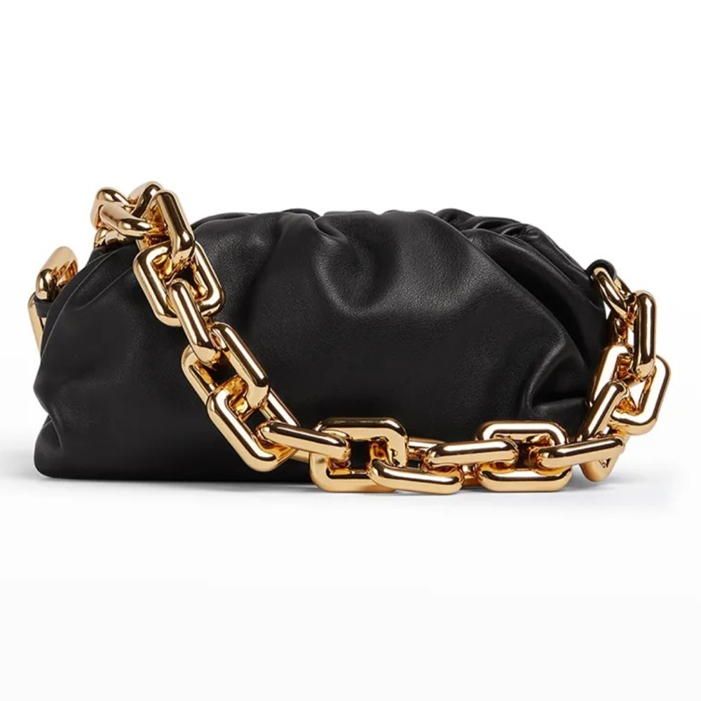 Black and Gold Clutch with Chunky Chain